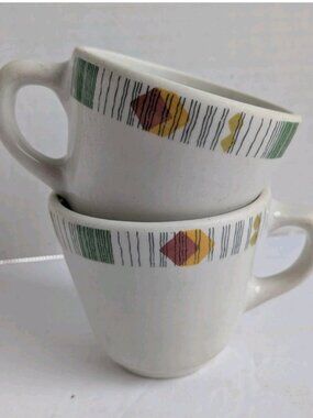 Set of 2 Vintage Erica Coffee Mugs – J.E. Heath England – Russell Food Equipment